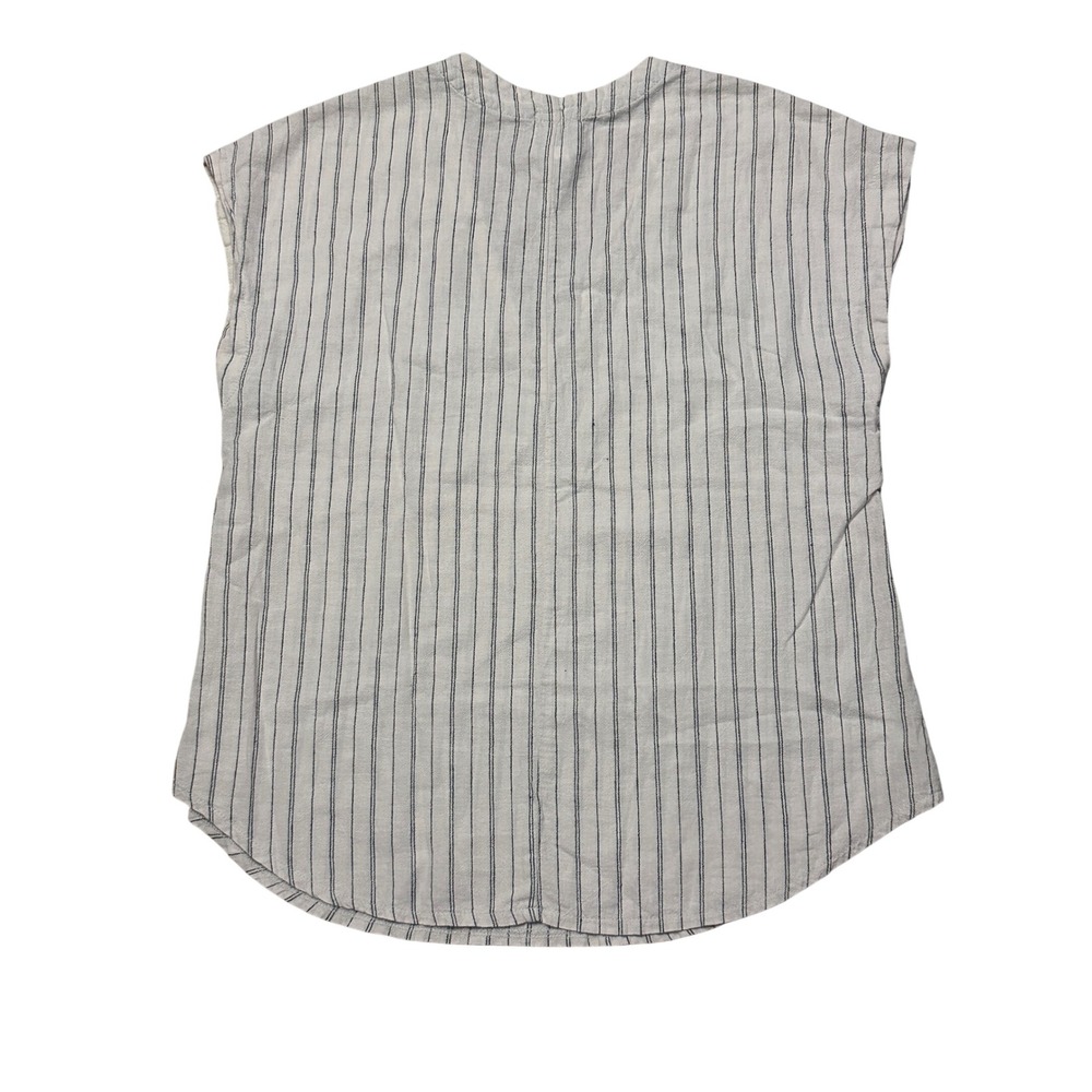 Prairie Underground Hemp Organic Cotton Striped V-Neck Tunic Top Cream Large - Picture 5 of 5